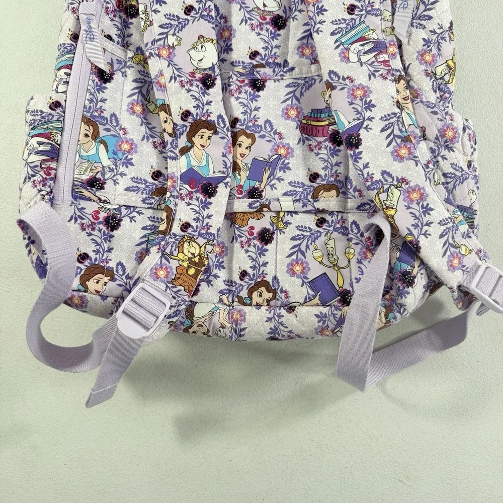 Vera Bradley Belle Floral Campus Backpack Beauty & Beast Disney Full Size Purple